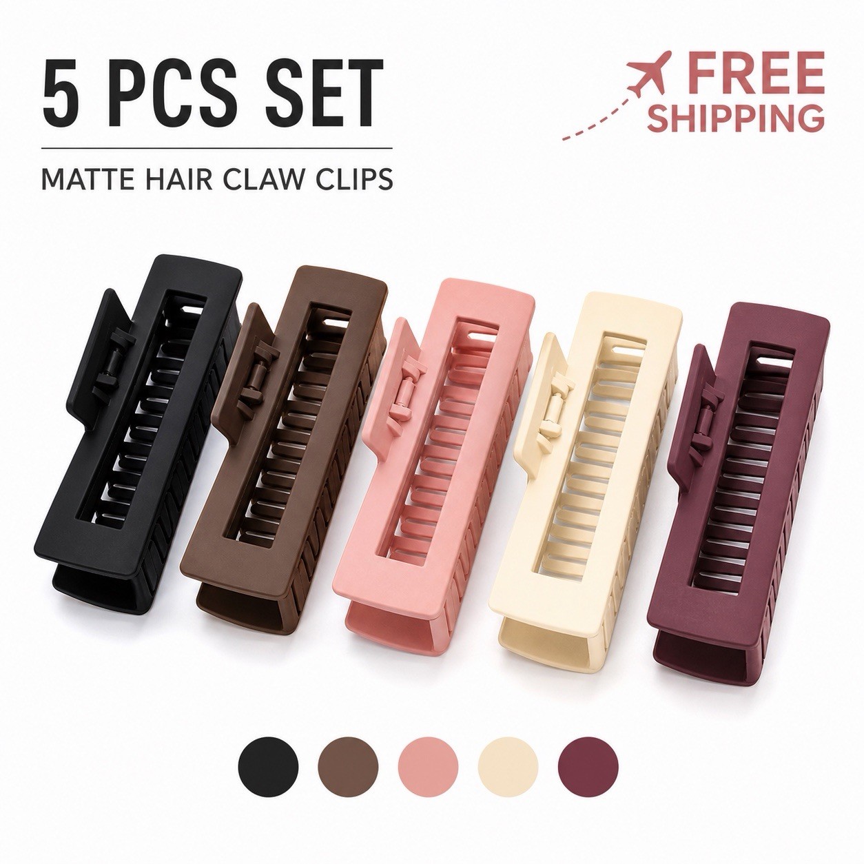 Korean matte hair claw clip 5pcs set large strong hold hair accessories