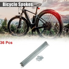 36 Pcs 14G J Bend 263mm x 2mm Bicycle Spokes with Nipples Steel Silver Tone