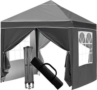 Pop Up Gazebo w/ Removable Side Walls Versatile Sturdy Frame Grey Party Tent