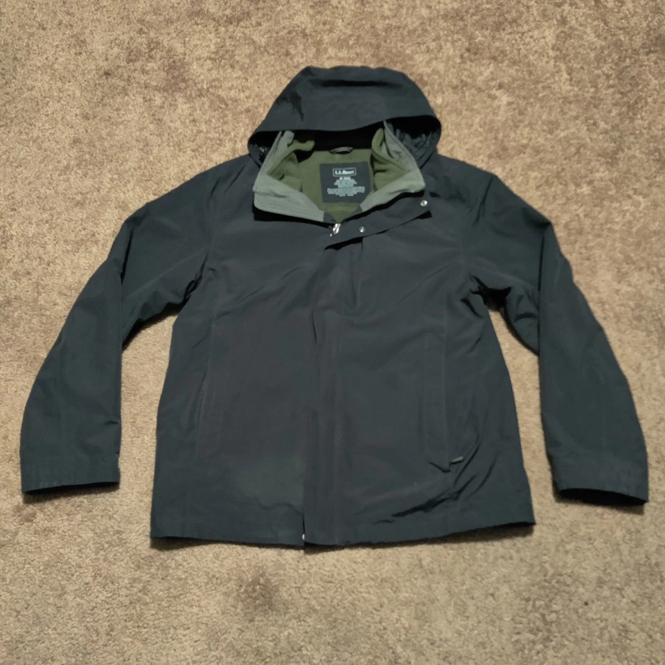 LL Bean Chaqueta 3 en 1 Para Hombre Talla Mediana Regular Negro Verde Cremallera Abrigo de Senderismo Foto 3 de 4