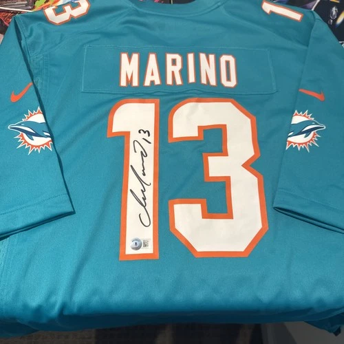 Dan Marino Autographed Miami Dolphins Teal Football Jersey Beckett #13
