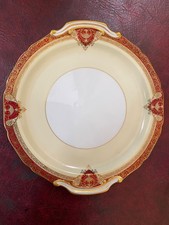 Graceland Noritake Serving Plate Maroon Border Gold Scrolls Scalloped 10.5”