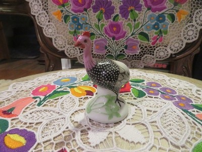 VINTAGE Herend Porcelain Hand Painted Figurine Black Guinea Fowl, Hungary