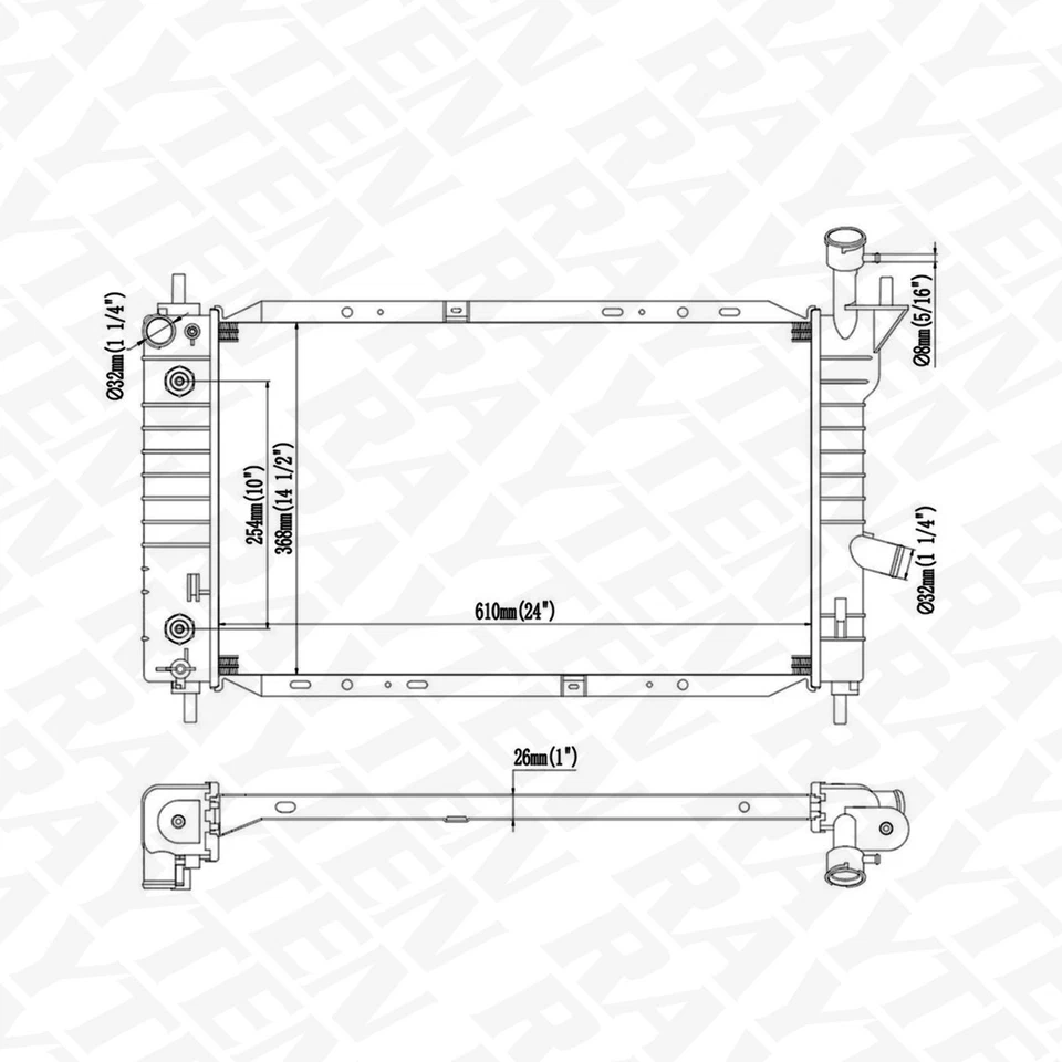 1322 Radiator Fit for ford Tempo Mercury Topaz 19921993 1994 2.3 L4 3.0 V6 Foto 3 de 4