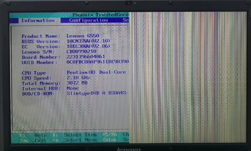 Portátil Lenovo G550 Intel Pentium Dual-Core 3 GB Ram SIN HD/OS Pantalla defectuosa (FL) Foto 2 de 4