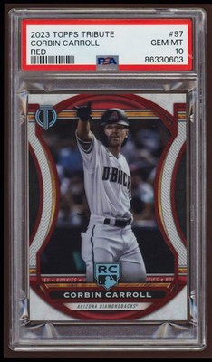2023 Topps Tribute Corbin Carroll RC #3/10 PSA 10 Gem Mint Red 