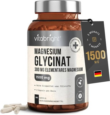 Magnesium Glycinat 180 Kapseln 300mg Elementares Mg 1500mg Pro Dosis Magnesiu