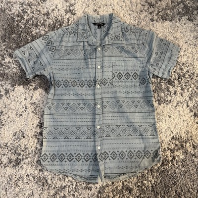 Modis Casual, Men s Abstract Geometric Print Short Sleeve Button Down Shirt