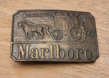 Marlboro Horse Wagon Belt Buckle Wells Fargo Railroad Express Brass Vintage Cool