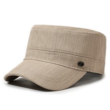 Unisex Flat Top Cap Outdoor Casual Sun Hat Adjustable Military Style Hat Classic
