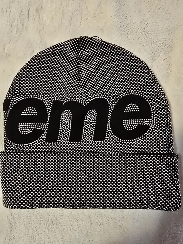 Supreme Studded Knockout Big Logo Beanie Only Avail In Black -6 , Grey -2 Blue-5 - Image 3 of 4