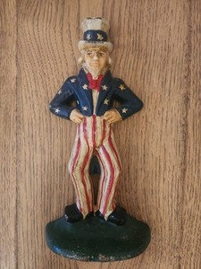 Antique Creative Specialty 9" Cast Iron Uncle Sam Doorstop  Americana Patriotic