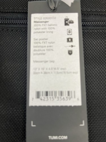 Maletín expandible de nailon negro para computadora portátil Tumi Alpha 2 bolso mensajero de viaje nuevo con etiquetas - Imagen 8 de 8