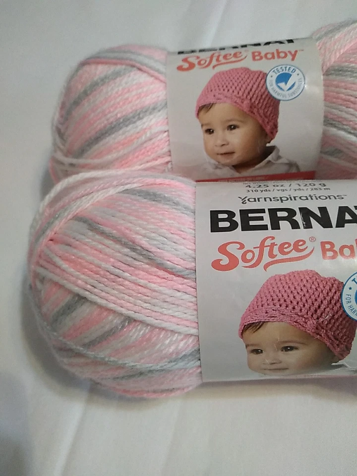 2 Bernat Softee Baby Acrylic Yarn Pink Flannel 31412 4.25 Oz Each - Image 2 of 4
