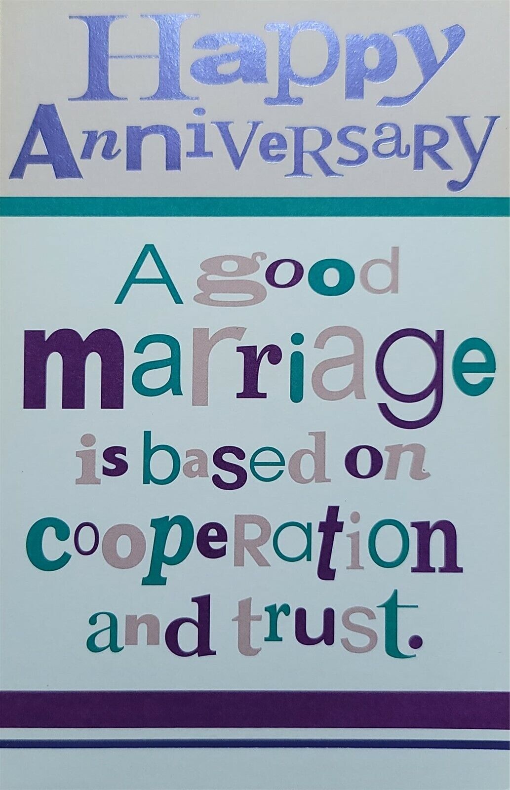 AG Happy Anniversary Card: A Good Marriage Is Based On Cooperation & Trust