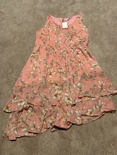NWT Womens A New Day Pink Floral Ruffle Sleeveless Dress Plus 1X