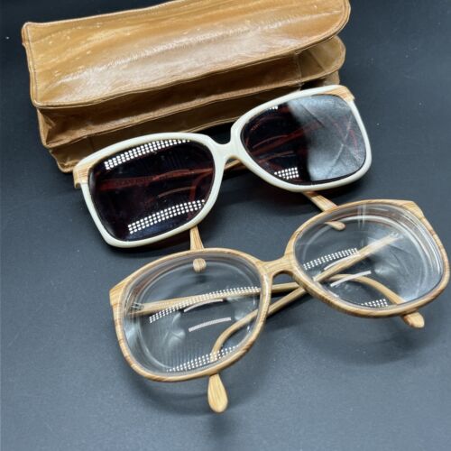 Vintage Eel Skin JEAN PATOU Paris Sunglasses Paris & Israel Glasses Wood Grain