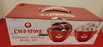 Cold Stone Creamery Ceramic Waffle Bowls NEW Damaged Box