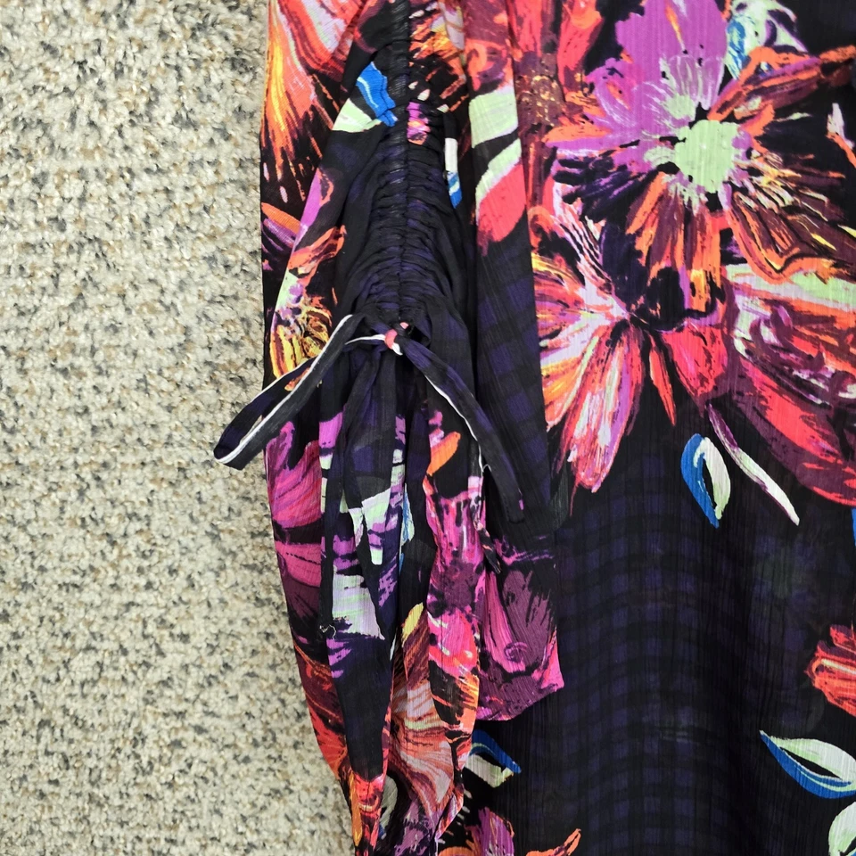 Blusa Lane Bryant Top Mujer Plus 14/16 Azul Marino Transparente Gasa Cuello Corbata Damas Foto 3 de 4