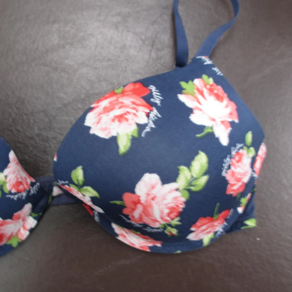 Gilly Hicks 胸罩 34D 蓝色花卉衬垫钢圈可调节扣背 — 第 4/4 张图片