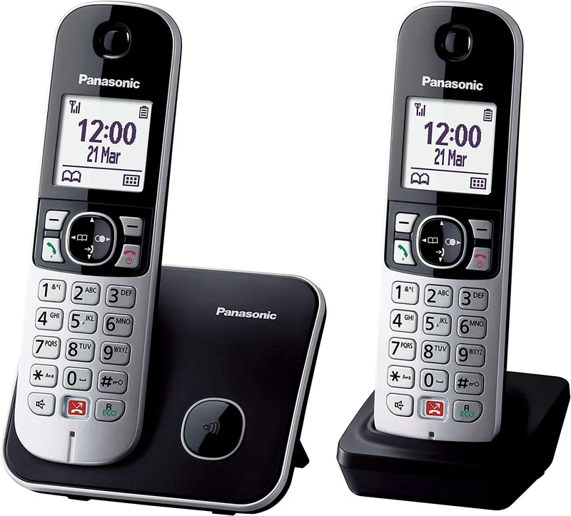 Telefono Cordless Duo Twin Panasonic KX-TG6852 JTB Tasti Grandi ID Chiamante, fotografia 6 di 7