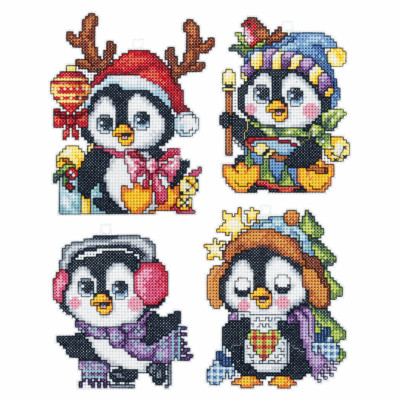 Orchidea Counted Cross Stitch Kit: Penguins: Set of 4