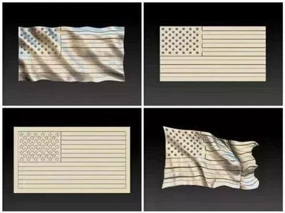 Designer Cutting Vectors CNC Routers 3D png models for - 14 Set USA Flags  File