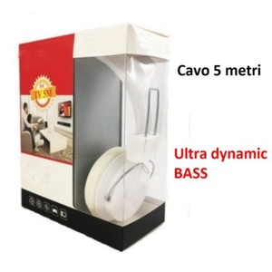 Cuffie auricolari stereo extra bassi cavo 5 metri colore casuale 5M TV  smartphon | eBay