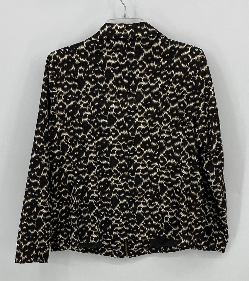 Chaqueta con cremallera Laura Ashley usada para mujer marrón estampado animal talla mediana Foto 2 de 4