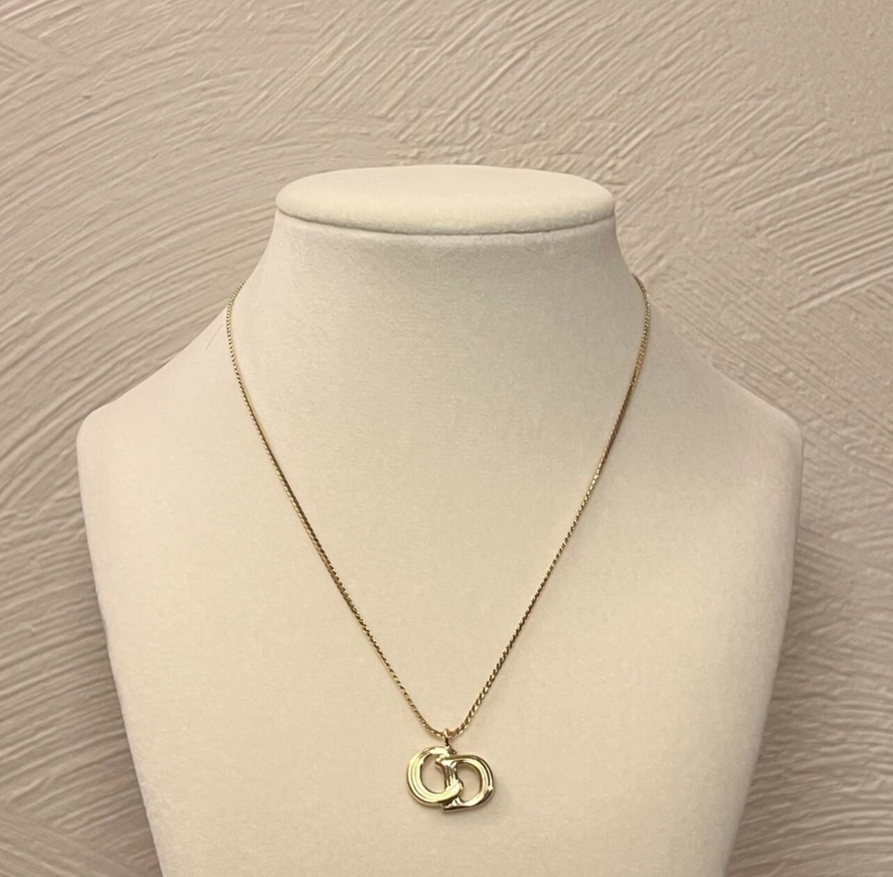 Christian Dior CD Logo Pendant Necklace in Silver