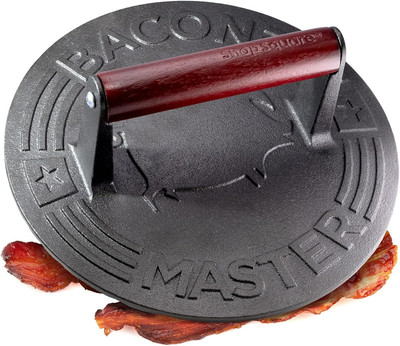 Bacon Master Cast Iron Press 8.5'' round Grill Burger Smasher Burgers Sandwiches
