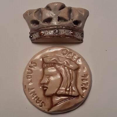 DEUX FEVES COURONNE - SAINT LOUIS céramique grise - Photo 1/4