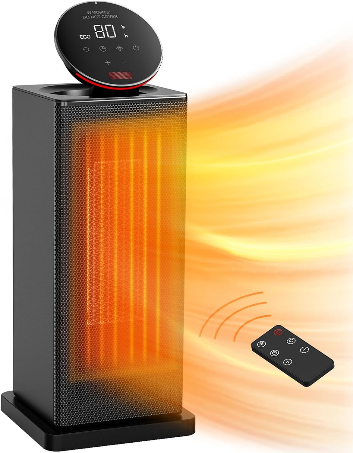 Space Heater,1500W Oscillating Heater for Indoor Use with ECO Thermostat,Remo...-image