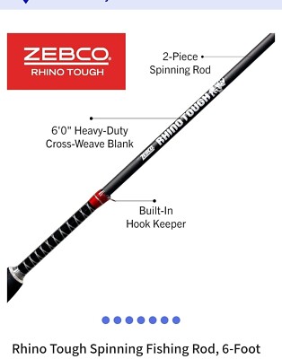 Rhino Tough Spinning Fishing Rod, 6-Foot 2-Piece Heavy-Duty Cross-Weave Fishing | eBay Rhino Tough Spinning Fishing Rod, 6-Foot 2-Piece Heavy-Duty Cross-Weave Fishing | eBay