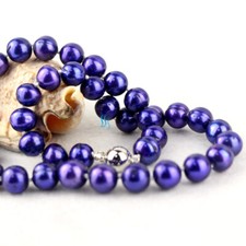 18" 10-12mm Dark Purple Freshwater Pearl Necklace Strands Fashion Jewelry