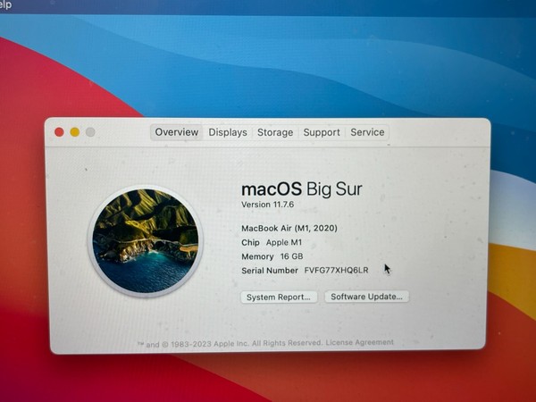 Apple MacBook Air A2337 (Finales 2020) Laptop 13" M1 CPU 16GB RAM 256 SSD Gris 5