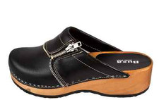 Women Wooden leather clogs  Black color PZM  US Shoe Size