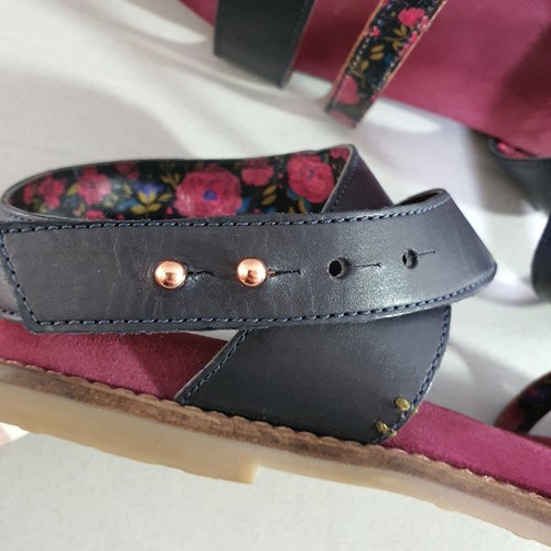 MOSHULU COLOURS Flat Navy Pink Leather Strappy Peep toe Sandal Size UK 6 EUR 39 - Picture 7 of 21