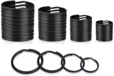 40 Pack Key Ring Keychain Mix 4 Sizes Black Metal Flat Split Key Chains Rings...