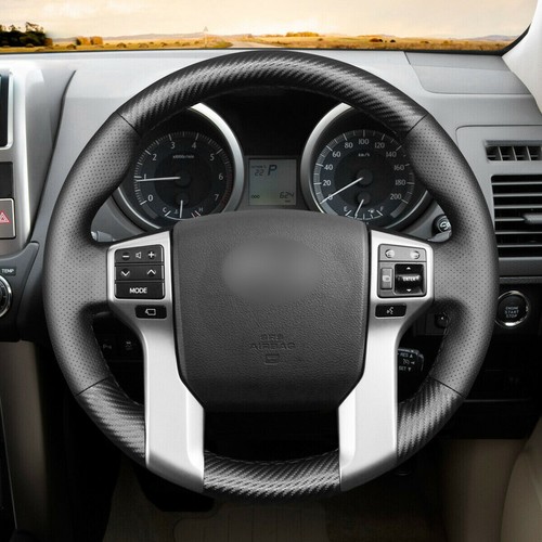 Black Suede Carbon Fiber Car Steering Wheel Cover For Toyota Land Cruiser Prado - Picture 2 of 11