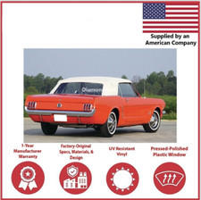 Fits Ford Mustang Convertible Top Replacement Plastic Window 1964-1966 White