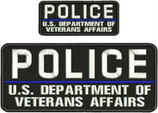POLICE U S D O F VETERANS AFFAIRS emb patch 4x10 &2x5 hook on back black/white
