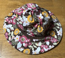 Girls Baby Gap Floral Bucket Sun Hat Sz 12-18 Months Brown Pink Orange Straps
