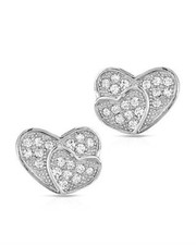 Lovely Double Heart Earrings With Cubic zirconia 925 Sterling silver