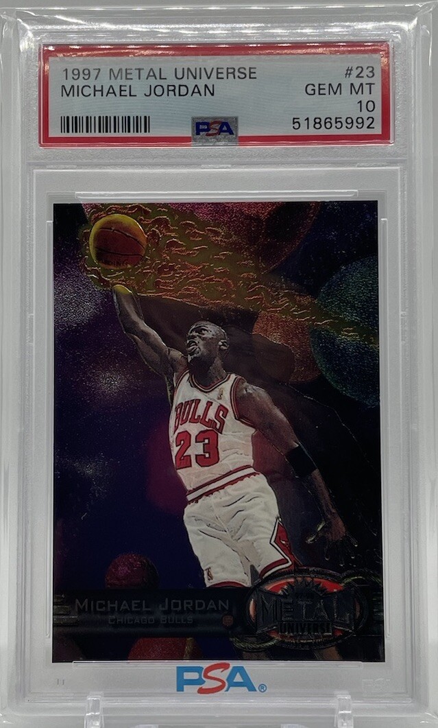 AMAZING PSA 8 MICHAEL JORDAN 1997 METAL UNIVERSE #23 GRADED NM