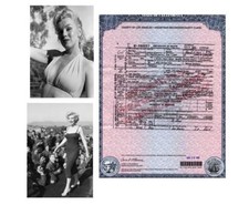 Marilyn Monroe DEATH CERTIFICATE + 2 Stunning PHOTOS of the goddess, Died 1962