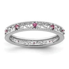 Silver Stackable Expressions Rhodolite Garnet Ring QSK1487