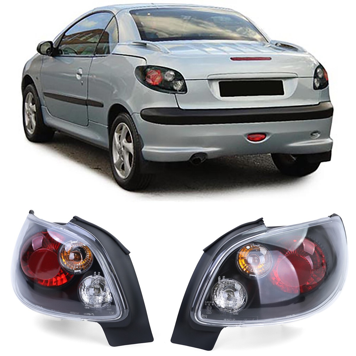 プジョー 206 テールライト左右セット BLACK TAIL LIGHTS FOR PEUGEOT 206CC 2000-2008 MODEL NICE GIFT | eBay