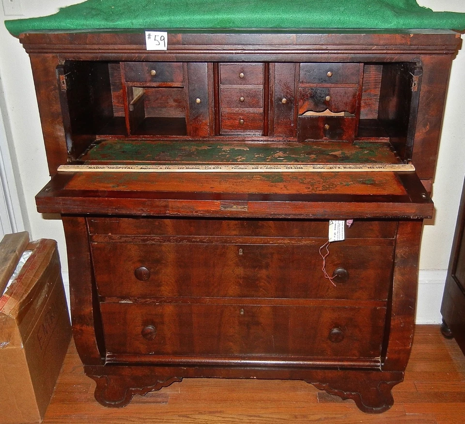 古董桃花心木帝国巴特勒桌面梳妆台美国 1880 年 — 第 3/4 张图片