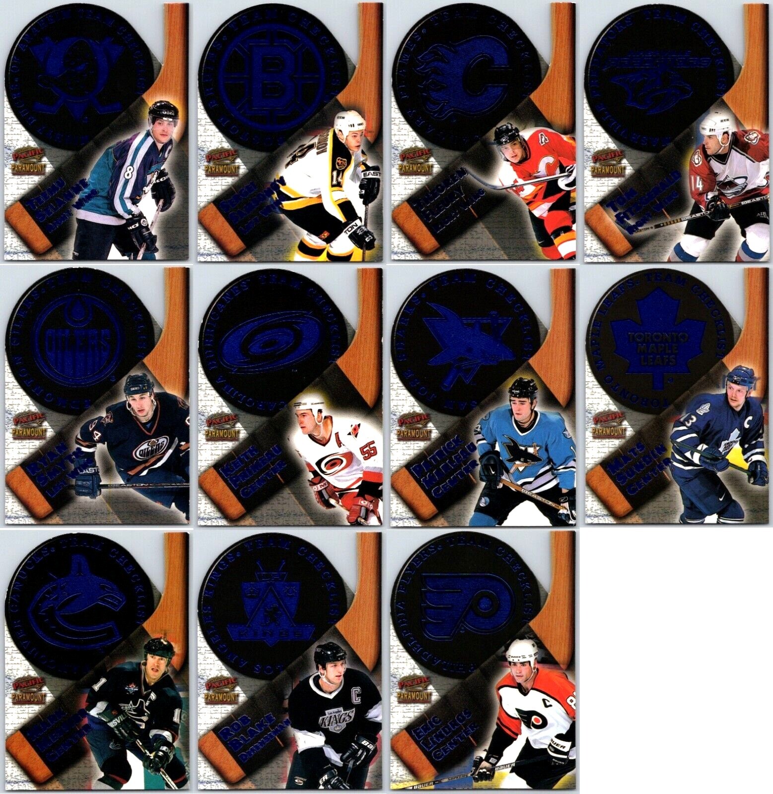 1998-99 PARAMOUNT TEAM CHECKLISTS DIE-CUTS INSERTS - PICK SINGLES - FINISH SET